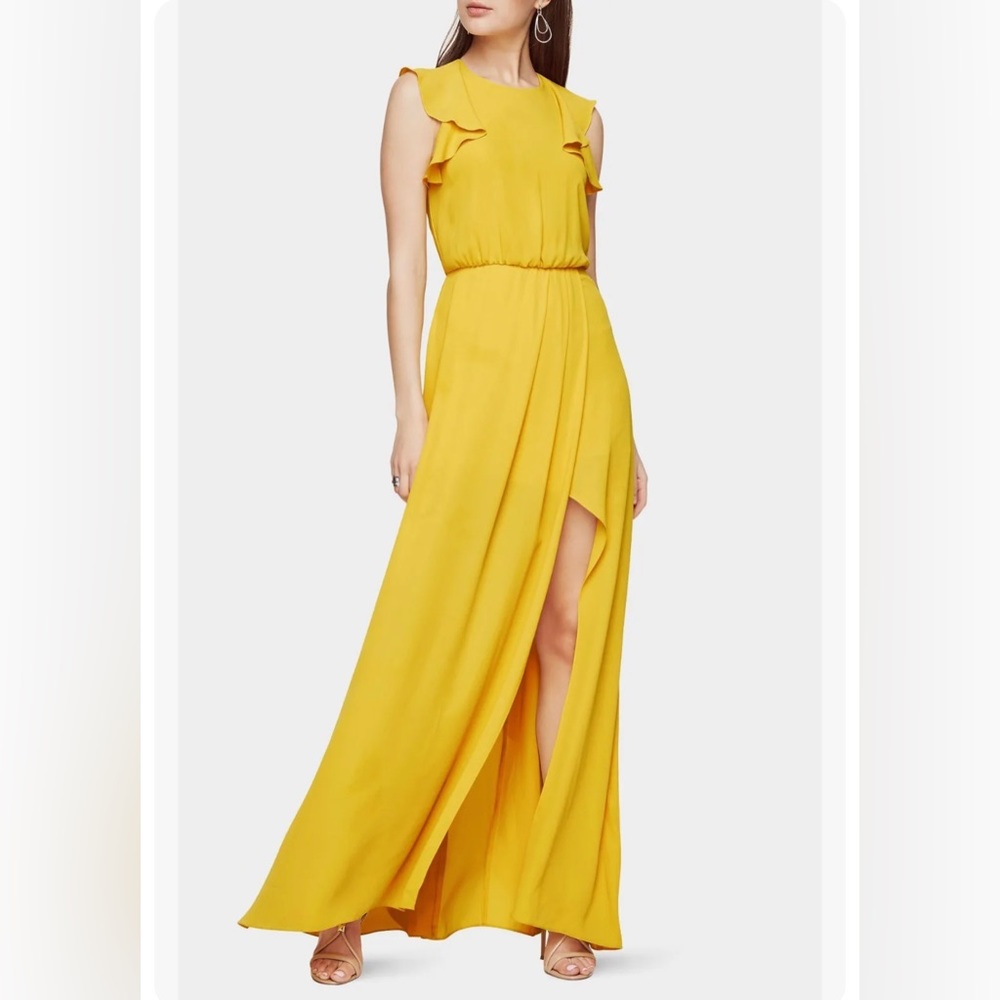 BCBG MAX AZRIA LIGHT
SUNFLOWER ANGELIKA RUFFLED GEORGETTE GOWN - Picture 4 of 4